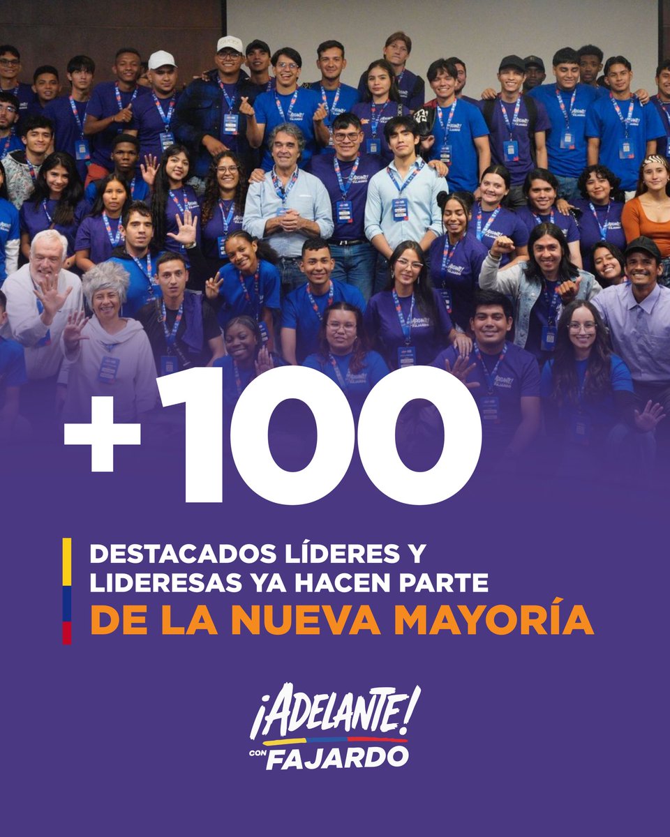 sergio_fajardo's tweet photo. Más de 100 líderes y lideresas destacados de todo el país se unen a la #NuevaMayoría para llevar a Colombia adelante.

Ya somos más de 100.000 colombianas y colombianos que queremos hacer historia.

¿Qué esperas para unirte?
👇
https://t.co/bQ5QOUym95 https://t.co/rdmZU5grfA