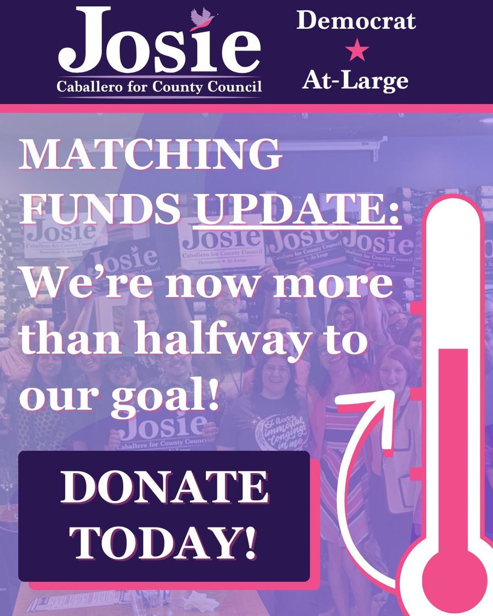 JosieForMD's tweet photo. BIG NEWS! We blew past our halfway point and are close to qualifying for matching funds! Please donate $5 to help us get the rest of the way: https://t.co/1K5KkEGtGe https://t.co/DTkvTehbdf