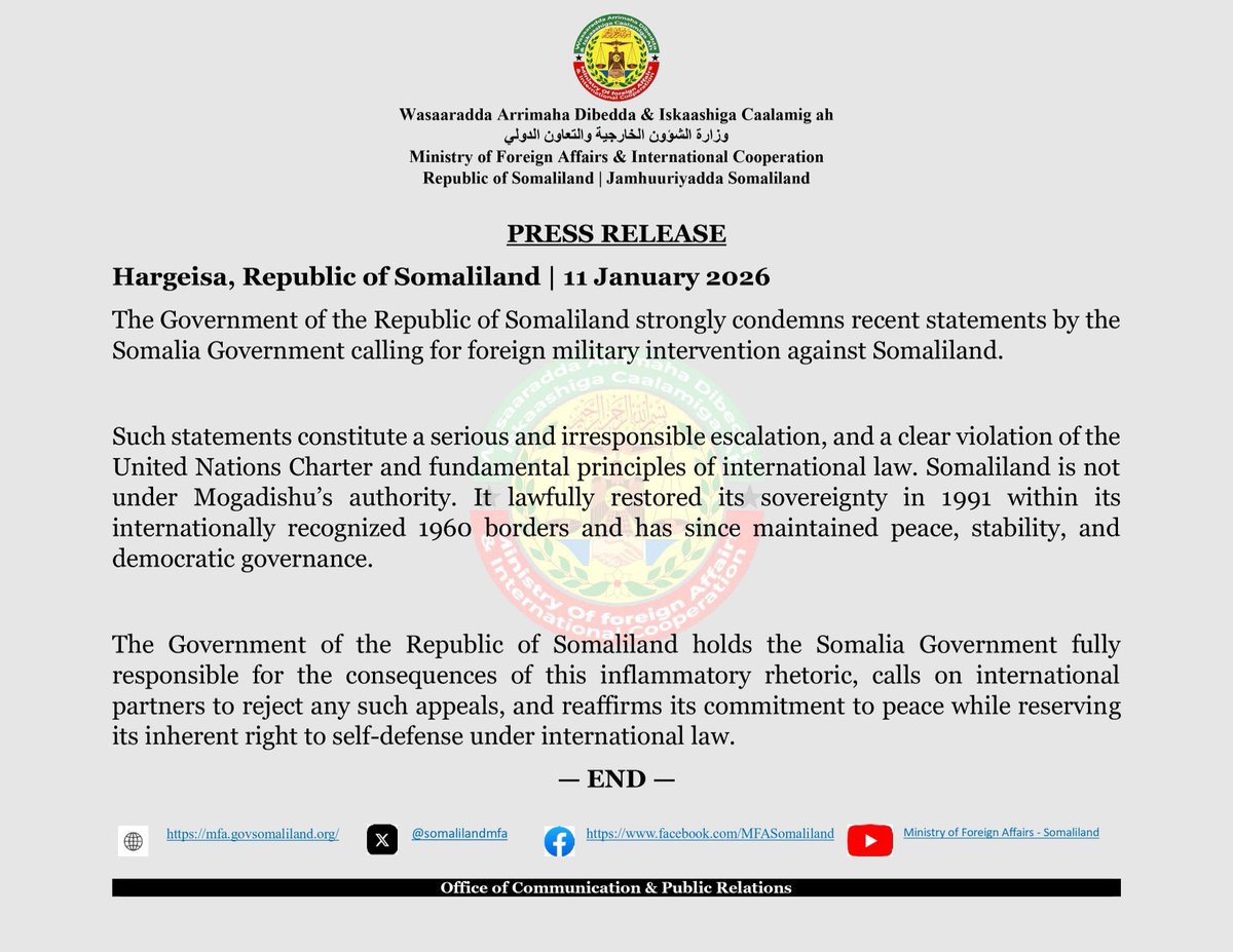 Ministry of Information│Republic of Somaliland tweet media