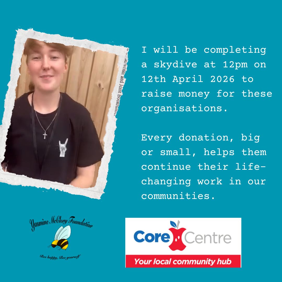 The amazing Aimee Kimpton has signed up to do a skydive in April for our foundation and The CORE Centre  💞🎉
Please share and donate (if you can) to help her reach her £500 target 👉gvwhl.com/OBUWK