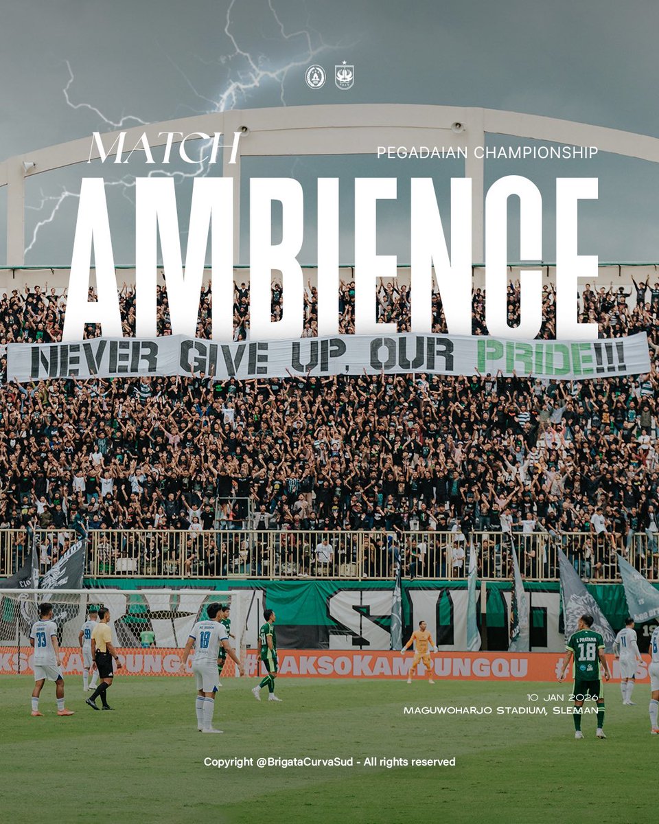 BCSxPSS_1976's tweet image. The result that we've dreamed of. Thank you for showing us no mercy for them. Keep the good work, boys! Come on!🔥

PSS v psis
Maguwoharjo International Stadium
Saturday, 10th January 2026

[BRIGATA CURVA SUD – PhotoJournals]