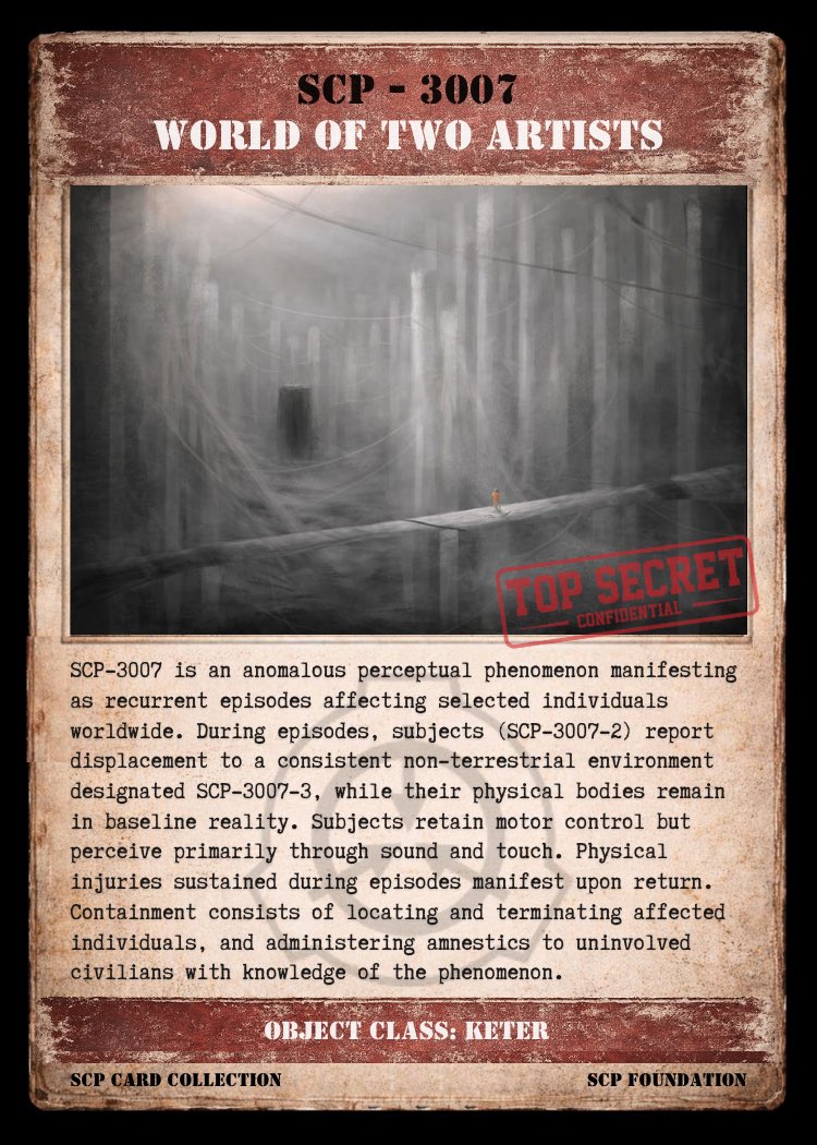 scpcollection's tweet image. #SCP #SCPFoundation #SCP3007 #WorldOfTwoArtists
