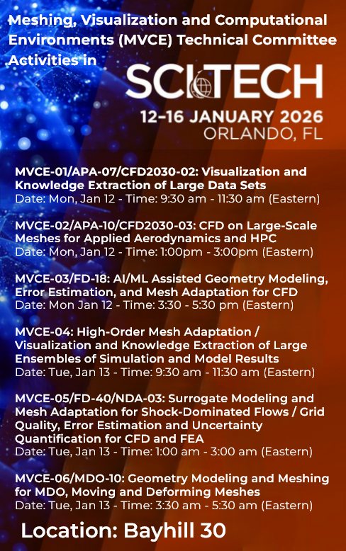 mxkamel's tweet photo. #AIAASciTech 2026 starts soon! The Technical Discipline Chair of MVCE (Yves-Marie Lefebvre) and his Deputy (Mohammed Kamel)  invite you to join our technical sessions at Bayhill 30 from Mon Jan  12 to Tue Jan 13. This year, we have joint sessions with APA, CFD2030, FD, MDO, NDA https://t.co/KvlvkHkMOt