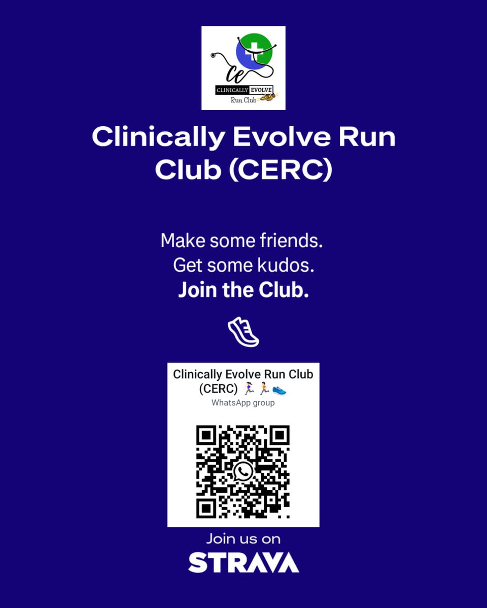*Launching the Clinically Evolve Run Club (CERC)*🏃🏻‍♀️🏃🏻👟

📲 Interested in joining?
Here’s the WhatsApp group link where we’ll share updates and announce upcoming runs:
👉 chat.whatsapp.com/Cedn3bIs4mv8l9…