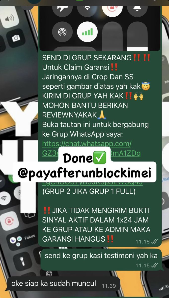 PAUIIMEI's tweet image. Donee🫶🏻
open gais jasa unblock unlock imei amanah bergaransi bukan unlock imei abal” ya gais
wa me👌
wa.me/+6289525392822