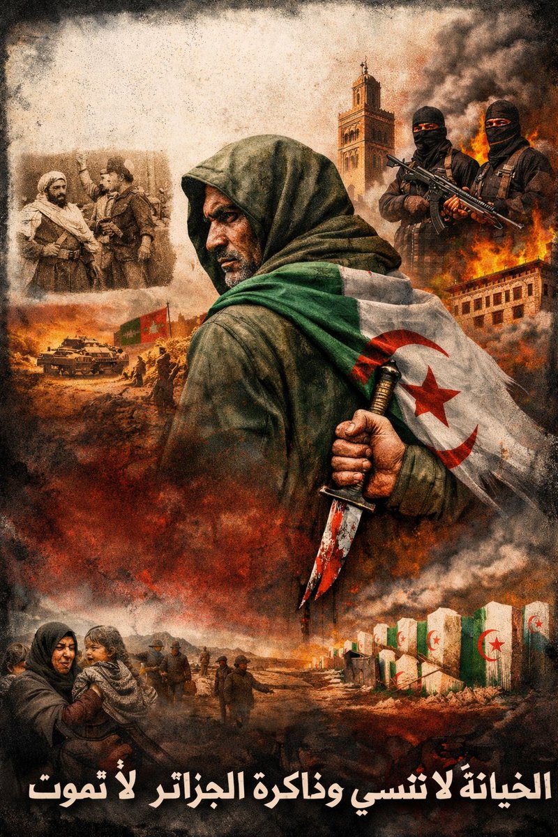 PMousetache's tweet photo. لماذا أكرههم؟
لأن الذاكرة لا تُخدَع.
في التسعينيات اتُّهمت الجزائر بالإرهاب بينما كانت الضحية، واحتُضن أمراء الدم خارجها.
خيانة تتكرر: تسليم الأمير عبد القادر، حرب الرمال، ثم صمت عن القتلة.
رفعوا “خاوة خاوة” بعد أن داسوا الأخوّة.
هذا ليس حقدًا… هذا وجع ذاكرة أمة لا تنسى https://t.co/FNidgO7HKR