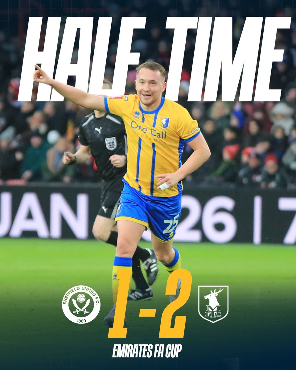 mansfieldtownfc's tweet image. ⏸️ An excellent Louis Reed double puts us ahead at half-time in South Yorkshire! 👏

#Stags 🟡🔵