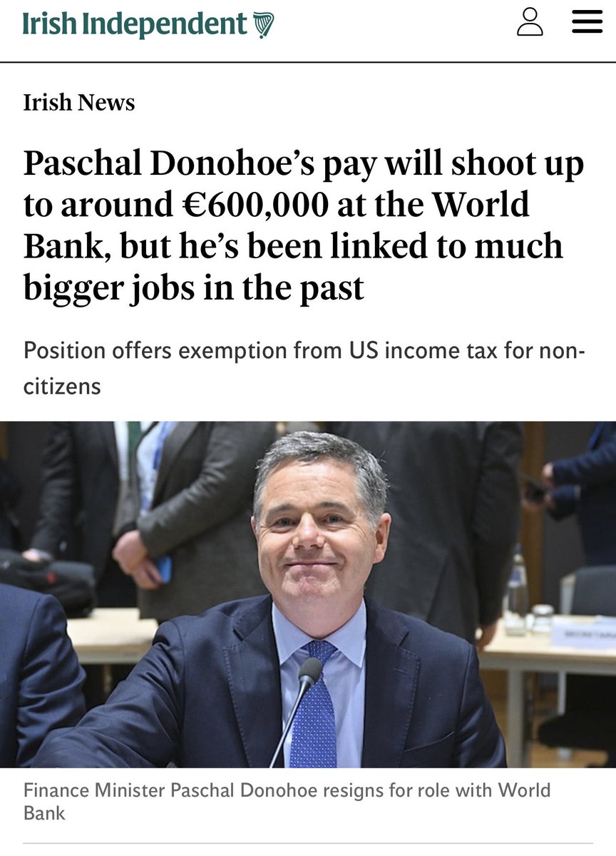 mullallyelaine's tweet image. How do you land a job with a salary of €600,000? Well you just buy your future employer (World Bank) off with an additional €10 million of Irish taxpayers money, right after you leave the peasants with a budget that benefited nobody.

Fine Gael should be made answer how this…