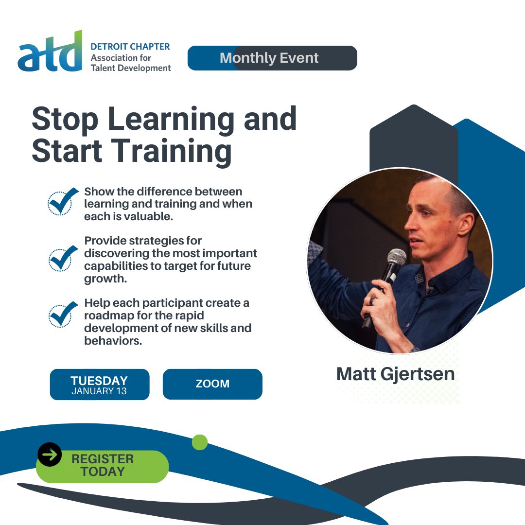 ATDDetroit's tweet photo. 🚨 Happening TOMORROW 🚨
Stop learning and start training.
Join @ATDDetroit for a powerful virtual session with former SpaceX training leader &amp; Air Force instructor pilot Matt Gjertsen.

🗓 Jan 13 | ⏰ 5:30–7:30p ET | 💻 Virtual
👉 https://t.co/4RFOGU9t8S

#ATDDetroit #LND https://t.co/nlogK2cc3R