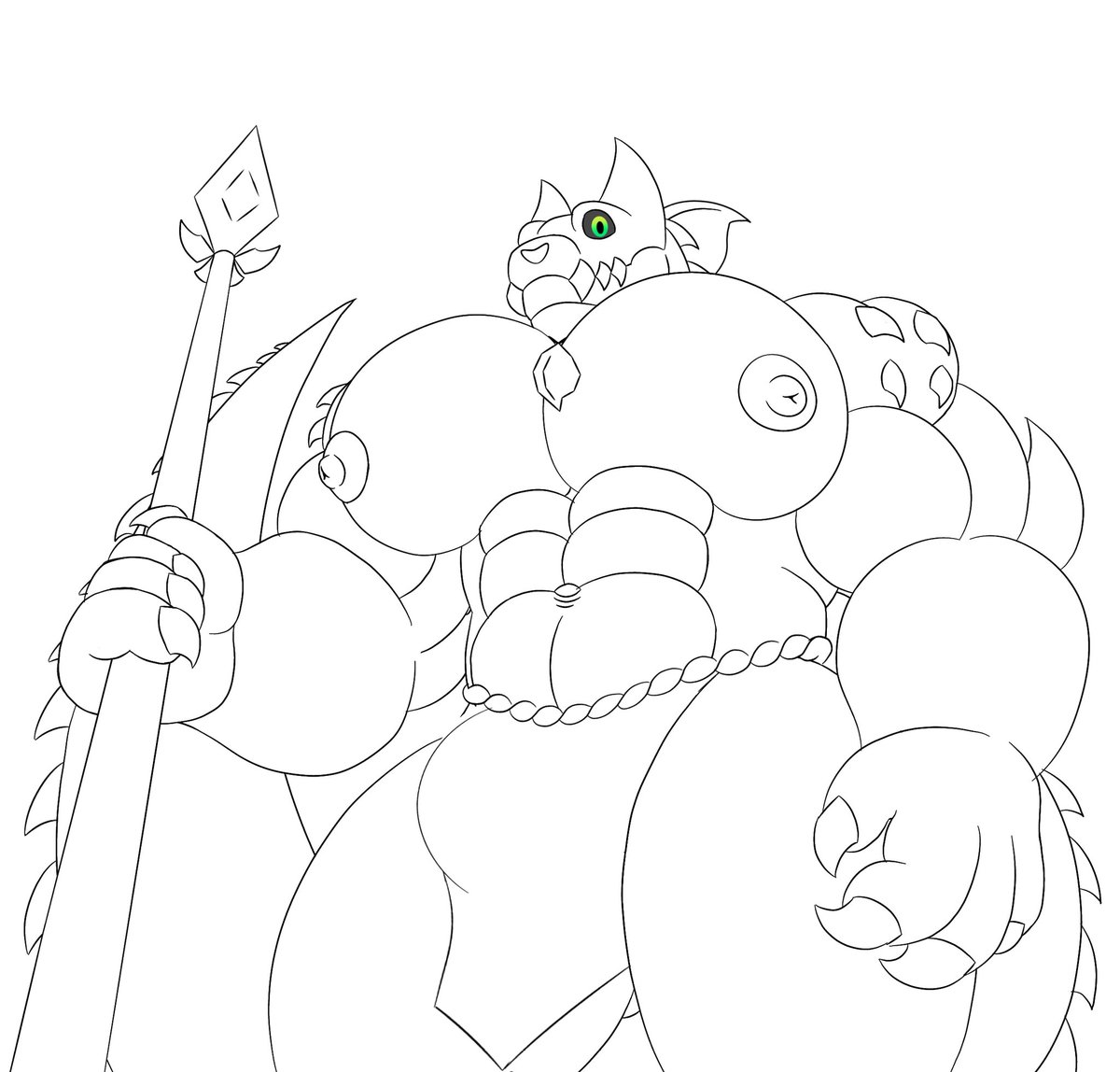 Bueno ya que ya me estoy tardando mucho otra vez les dejo un avance del dibujo que ando haciendo jsjsjs🐊
(No me sale como quiero la lanza ptm)