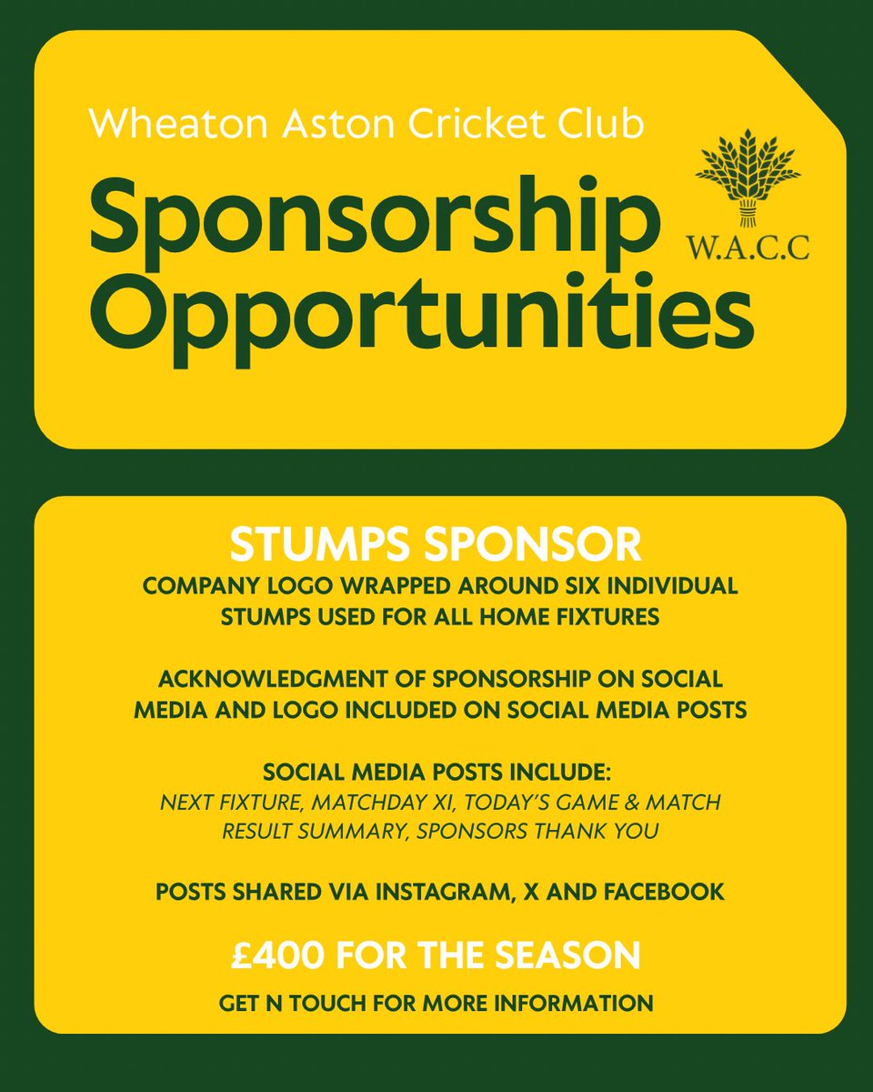 WheatonAstonCC's tweet photo. We are currently seeking sponsorship for our senior and junior teams, providing both children and adults the opportunity to develop their skills, build confidence and enjoy the many benefits of team sport. https://t.co/HrLP9Y3C4r
