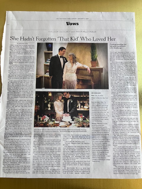 LOVE LOVE LOVE that Colleen DeCourcy's amazing love story is in @nytimes @NYTvows today! 😍
Also lov