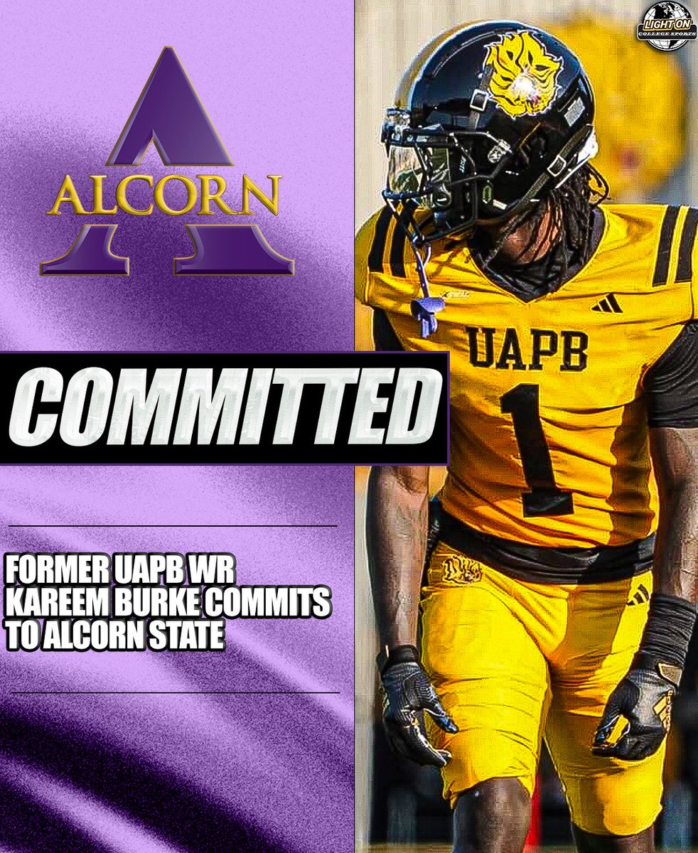 LightOnSports's tweet image. Former UAPB wide receiver Kareem Burke has committed to Alcorn State. 🪓

He recorded 35 receptions, 768 all-purpose yards, and 3 touchdowns during the 2025 season.

@2022pride
