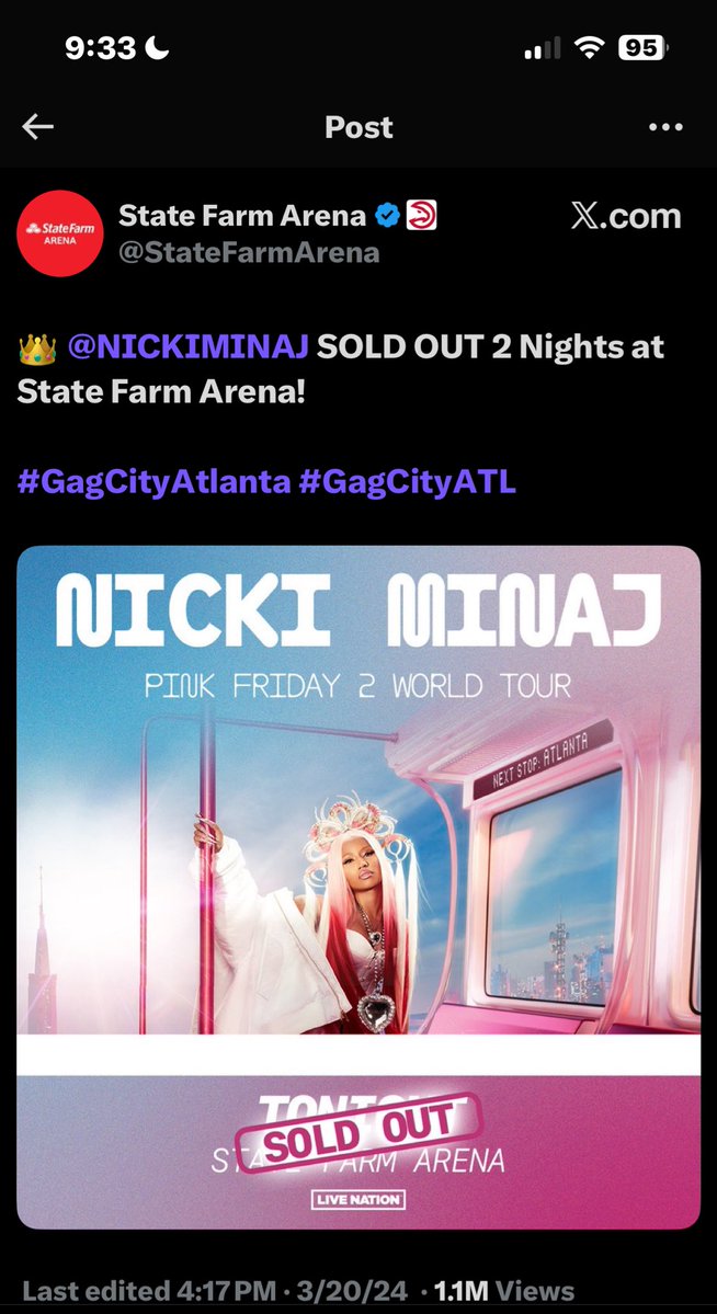 onikascrown's tweet image. Remember when we had the arenas yelling out sold out minaj 😭