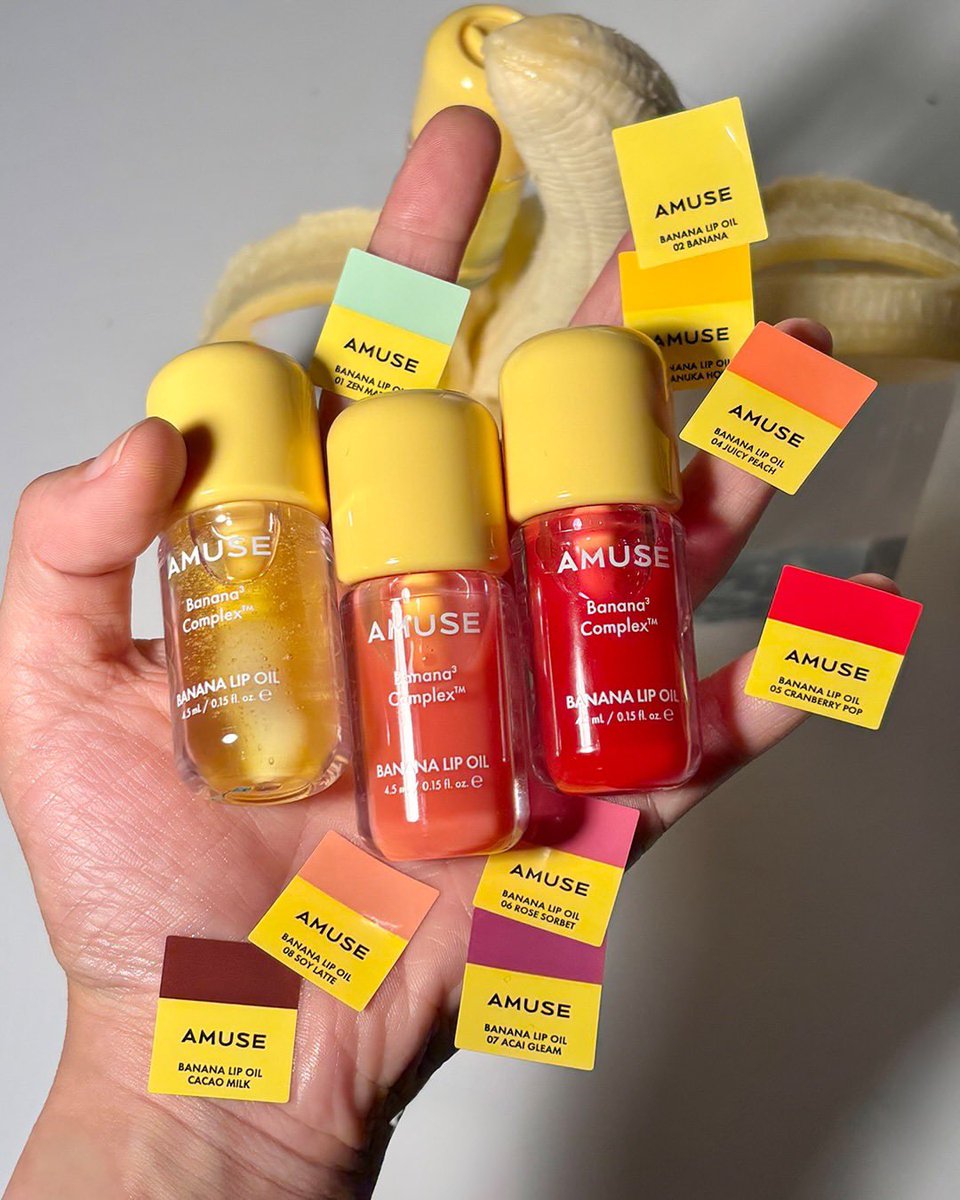 baboxshop's tweet image. ˚｡⋆୨୧˚ NEW&amp;amp;SALE #amuse Banana lip oil ˚｡⋆୨୧˚  

⊹ มีให้เลือกทั้งหมด 9 สี

⊹ เหลือแท่งละ 480.- (ส่งฟรีems)

🛒 ปิดรับ18/01/26 19:00น. (เป็นสินค้าพรีกดเว็บ)