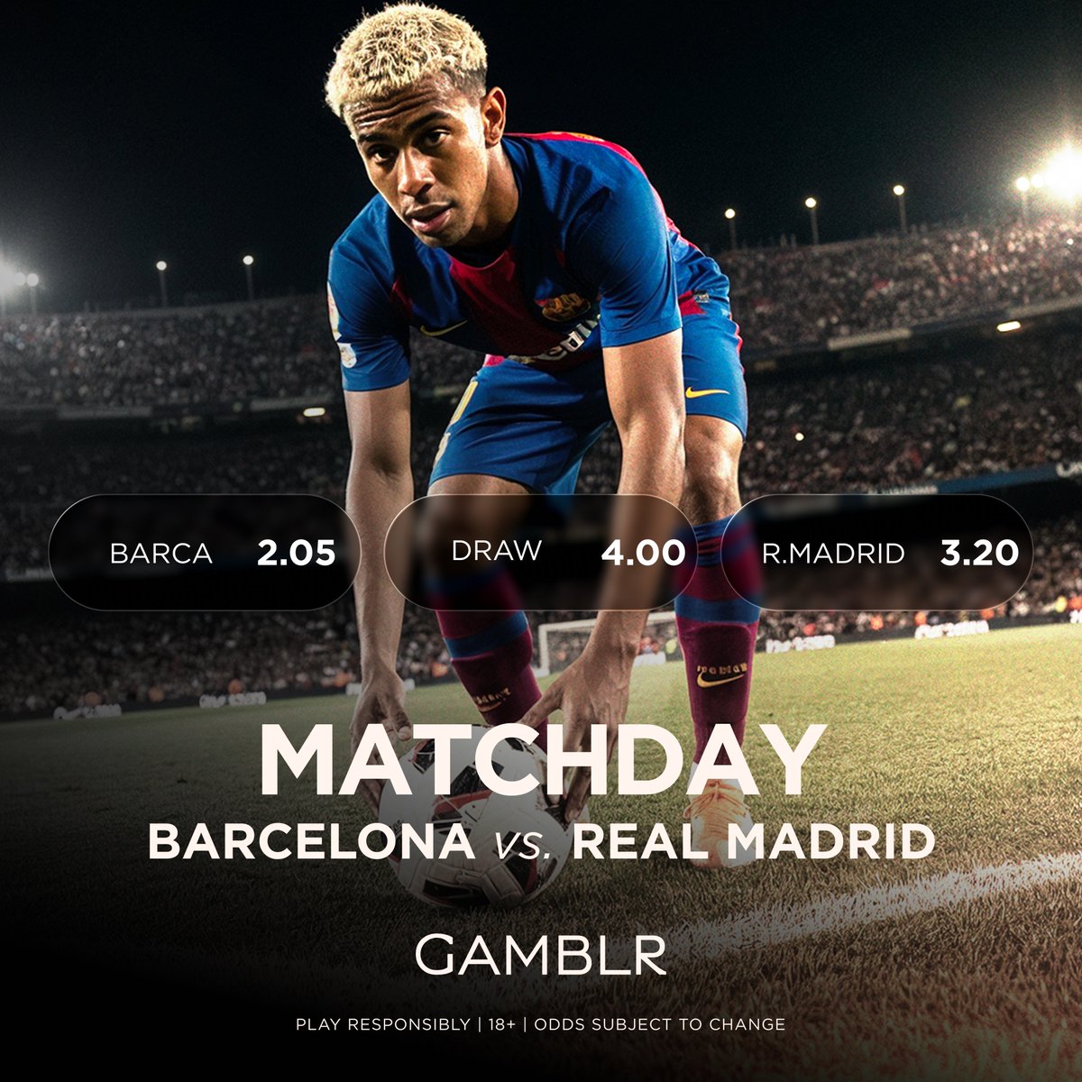 Gamblr_io's tweet image. Barcelona vs Real Madrid 

For the fourth year running #ElClassico takes place in the Supercopa final. 🇪🇸

Which Spanish side will lift the trophy? 🏆