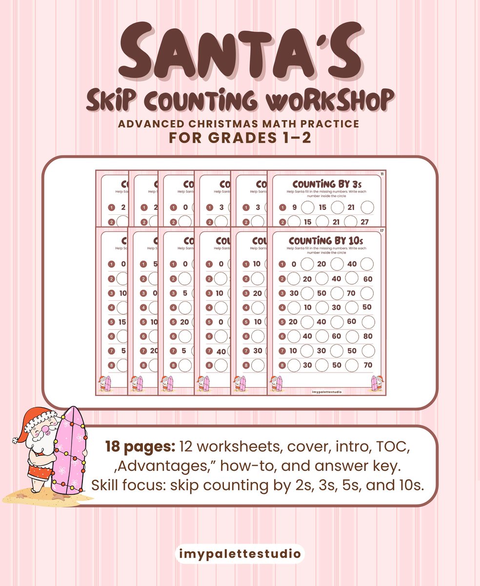 imypalettex's tweet photo. ✨ Engage students with cheerful worksheets full of skip counting fun! Build number confidence! 🧮
GET IT NOW
🔗 https://t.co/dd8H4oJOgz
#Gumroad #TPT #imypalettestudio #ParentTips #ParentingMindset #HolidayFun #NumberPatterns https://t.co/VfjiXAKS2K