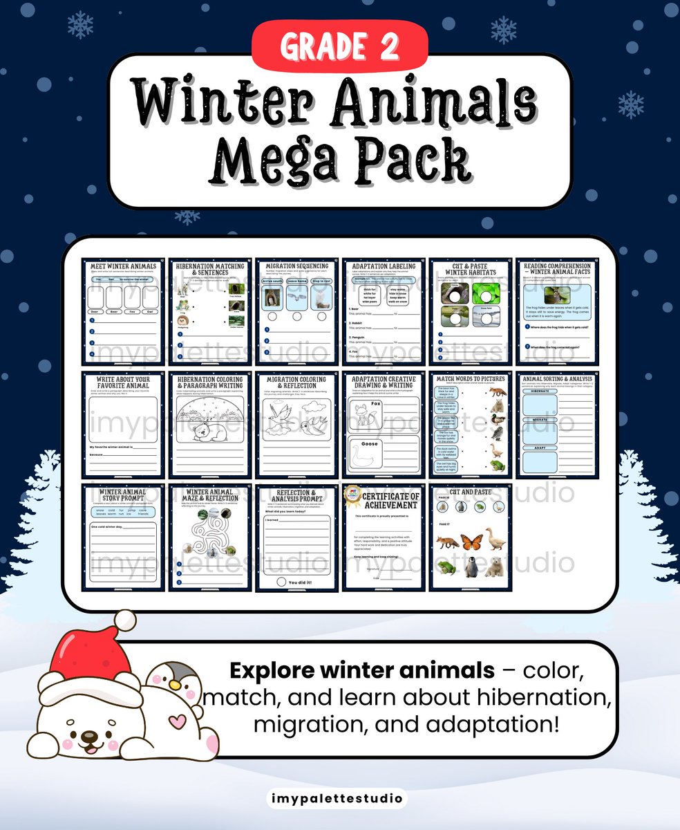 imypalettex's tweet photo. 🐻Download Grade 2 winter animal worksheets supporting reflection and discussion ❄️📚

AVAILABLE NOW ON TPT
🔗 https://t.co/w3lxktkc7i

#TPT #imypalettestudio #StudentReflection #Grade2 #WinterTheme #LiteracyActivities #Education https://t.co/pzW5crWDUR