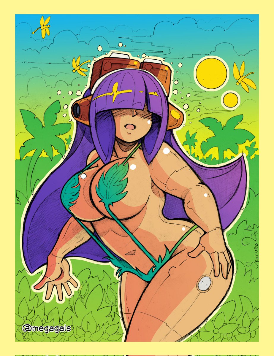megagals's tweet photo. And reposting my layer arts from.rhe past, why didn't we get that jungle outfit in megaman x dive 👀

#rockmanxdive #capcom #megamanxdive https://t.co/DjkdssYMi6