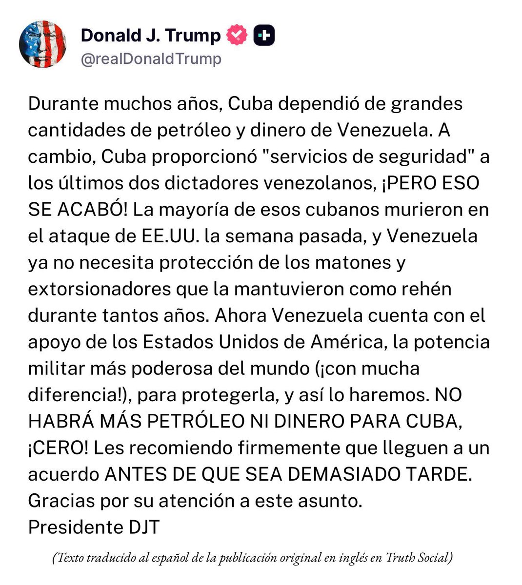 Javierito321's tweet photo. Trump se levantó on fire hoy 🔥😳 Venezuela y Cuba en la mira https://t.co/00wFsVt1ke