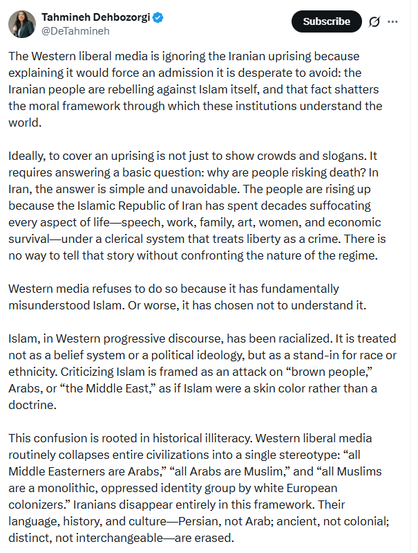 Is This Why the Media Isn't Covering the Iran Protests?

I have been wondering how the leftist protesters in the US will react if Iran falls to the freedom fighters. 

Will they protest in favor of Islamic Republic of Iran, or those fighting the tyranny? 🤔

My bet is they will
