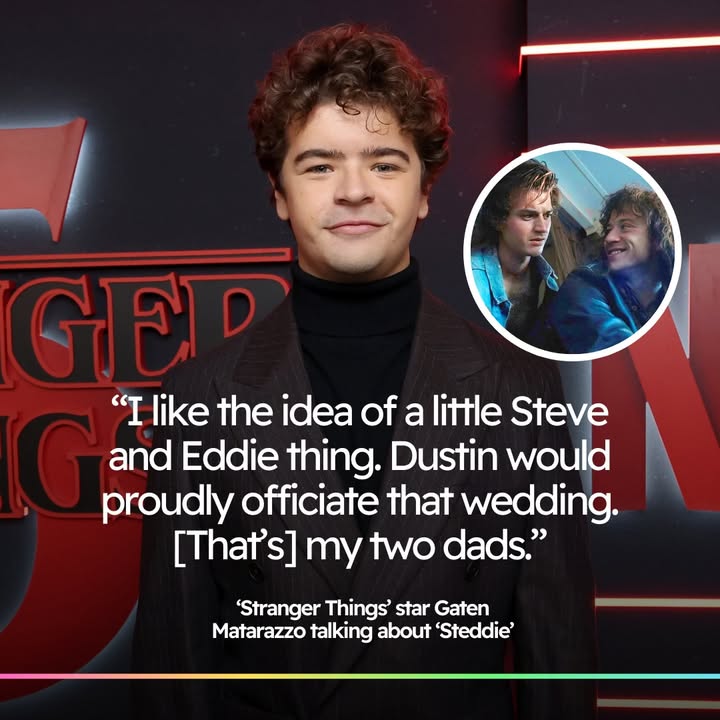PinkNews's tweet image. ‘Stranger Things’ star Gaten Matarazzo shared his enthusiasm for popular fan ship ‘Steddie’ (Steve Harrington and Eddie Munson) in an interview with Elite Daily on 22 December. 

📷 Getty, Netflix