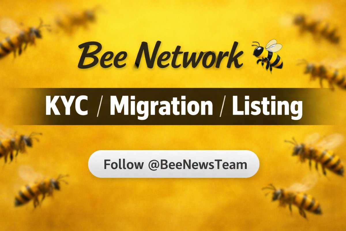 Bee Network Migration &amp; Listing 🚀🐝

📌 #Bee_Network is starting its Migration very soon, followed by Top-Tier Exchange Listings! 

🔸 KYC-verified users will receive the highest benefits
🔸 Complete your KYC as soon as you receive your KYC Slot
🔸 Missing your slot may delay