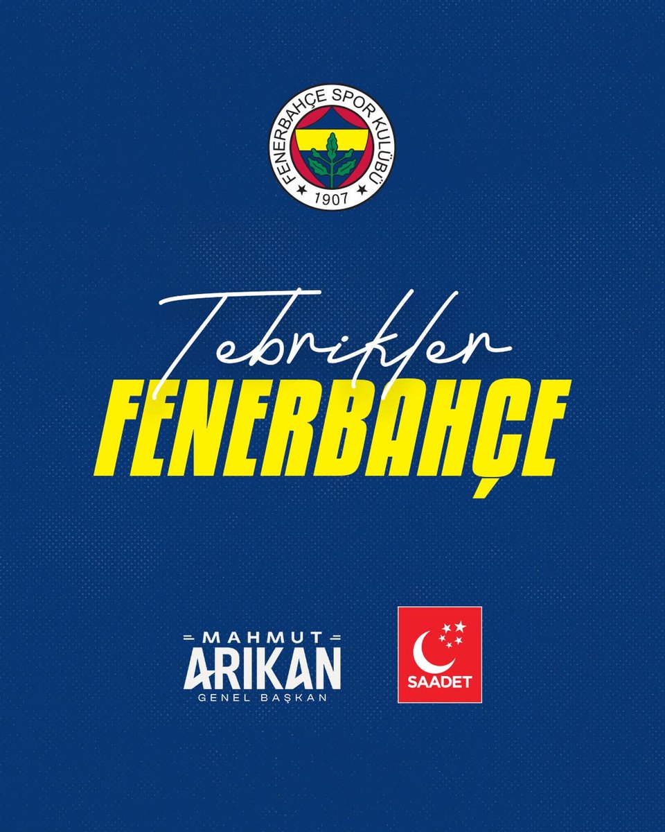 KoseogluSahin's tweet photo. Tebrikle Fenerbahçe https://t.co/kqqTpafQdg