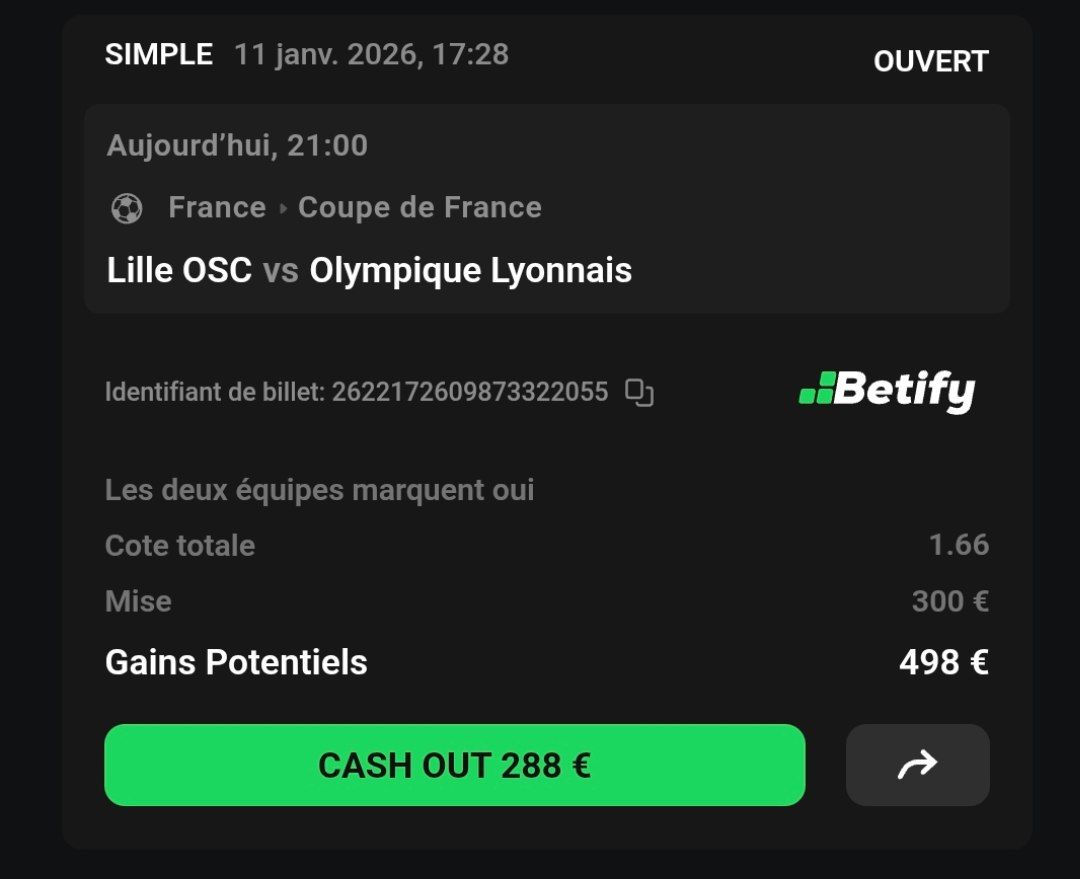 Cactuuspronos's tweet image. ⚽️🇫🇷 Lille vs Lyon : Les deux équipes marquent @1,66🔥🌵

10€ en Paysafecard à gagner 🎁 

Commente ❤️ / 🔄

⚡️ S'inscrire sur Betify 👉 tinyurl.com/BETIFYOFFICIEL

#TeamParieur #pronos