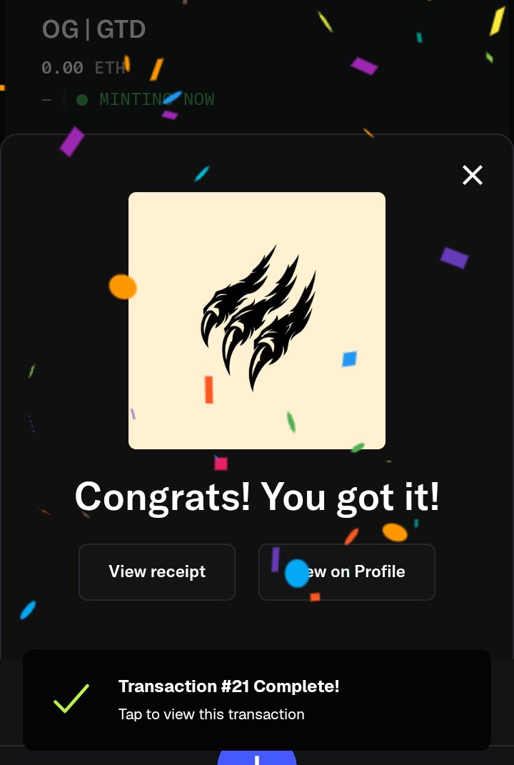 Got my <a href="/Clawsxnft/">Claws</a> with no issues during mint.
Can't wait for reveal already 🔥
Fcfs in 10 minutes.