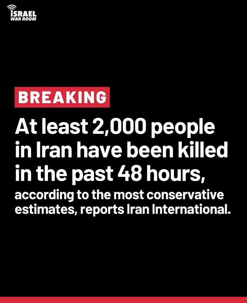 For context, the 2014 Ukrainian Euromaidan revolution that lasted 93 days resulted in approximately 100 deaths.

The Iranian regime has killed over 2,000 revolutionaries in the past 48 hours. 

This is nothing short of a massacre.

#IranRevolution2026 #DigitalBlackoutIran