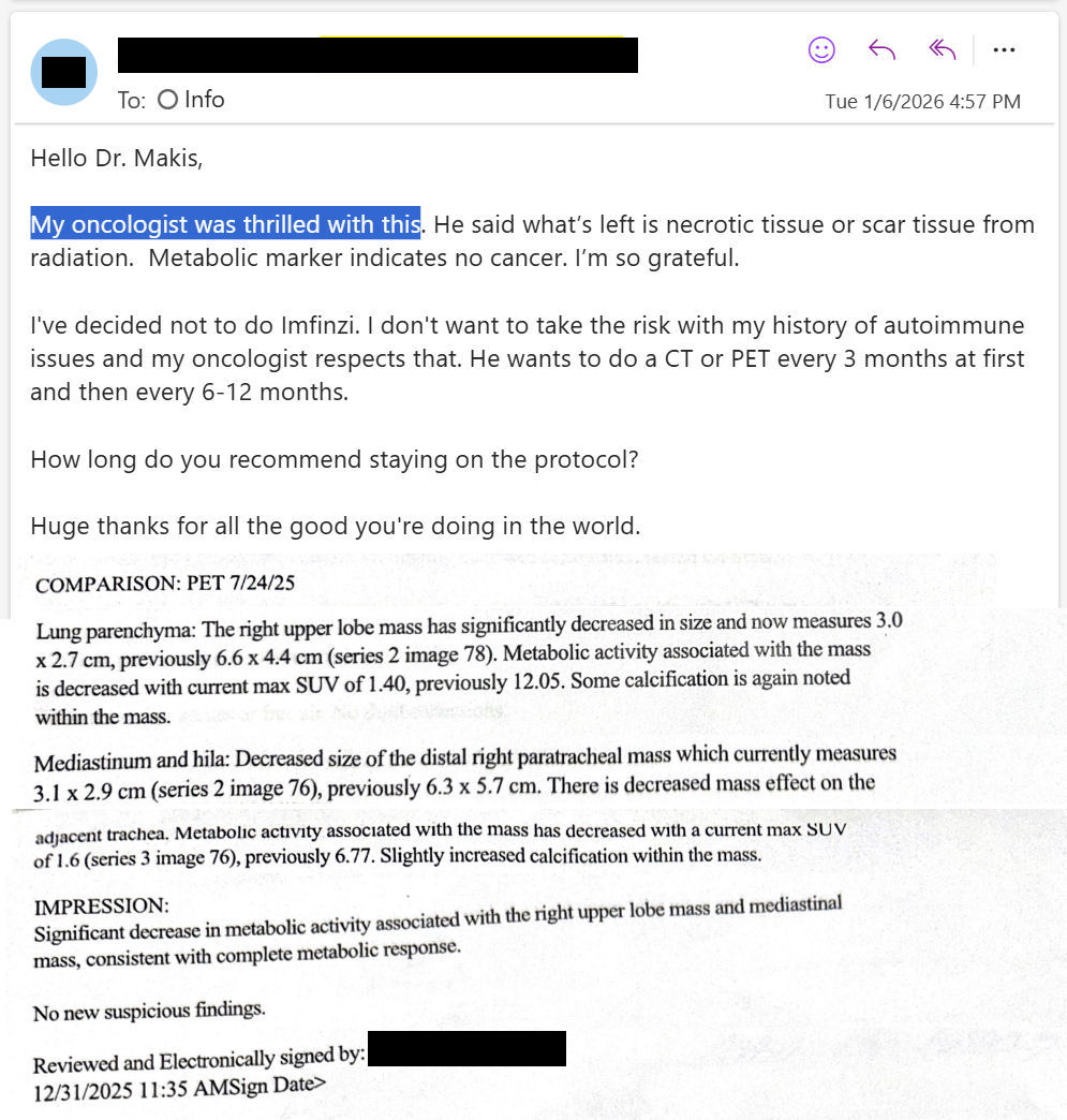 MakisMedicine's tweet image. NEW ARTICLE: IVERMECTIN, FENBENDAZOLE, DMSO, CBD Oil Testimonial - 59 year old South Carolina woman with Stage 3 NSCLC Lung Cancer and bulky 6-7cm tumors, reports after 5 months - in remission!

This is an INCREDIBLE success story!! 😃

You NEVER see these in mainstream Oncology…