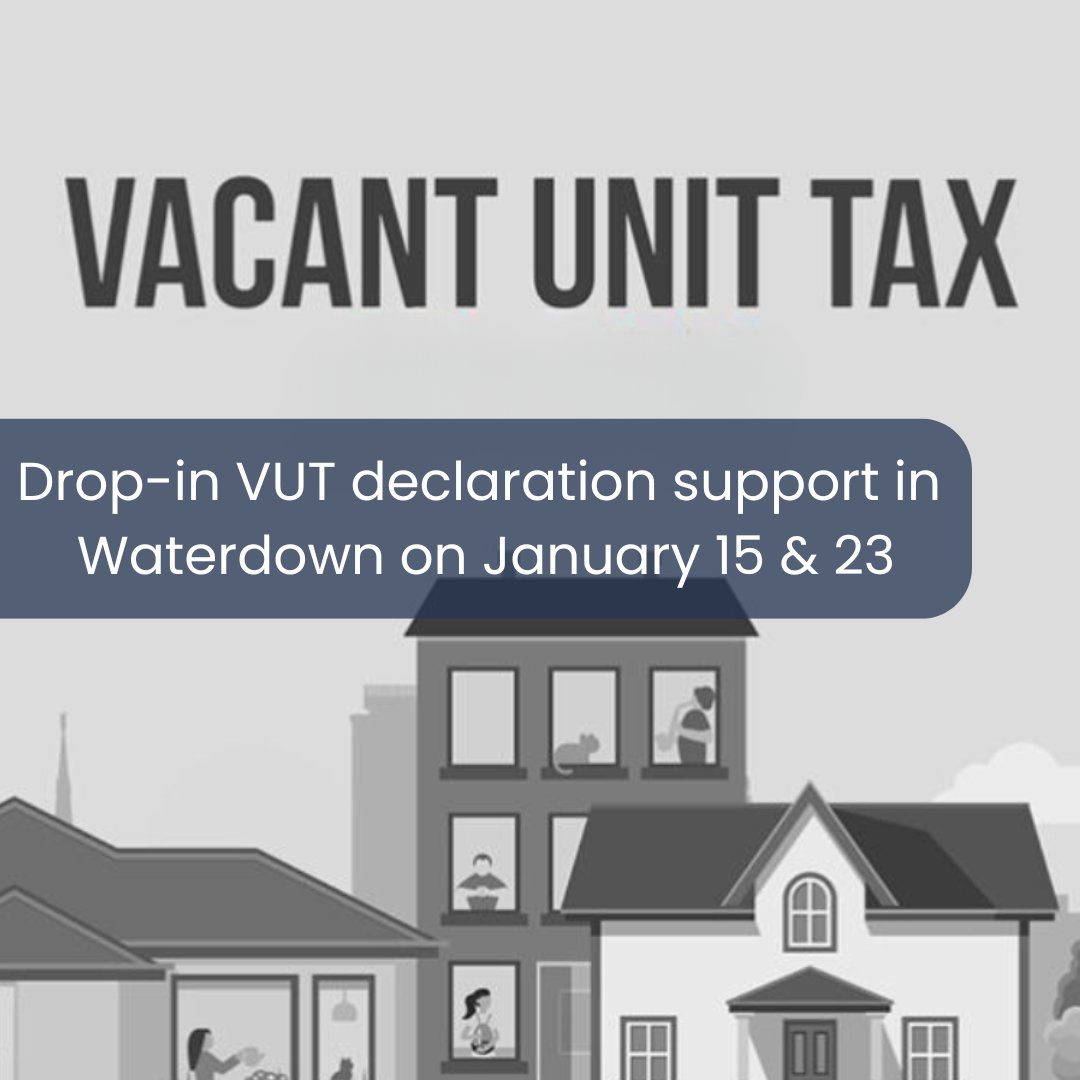 The <a href="/cityofhamilton/">City of Hamilton</a> is hosting drop-in Vacant Unit Tax declaration clinics on January 15 &amp; 23 in Waterdown (10am-12pm), inside the Flamborough Seniors Centre, located inside Waterdown's <a href="/HamiltonLibrary/">Hamilton PL</a> building at 163 Dundas St. E. Learn more here:
tedmcmeekinward15.com/tedtalks/suppo…