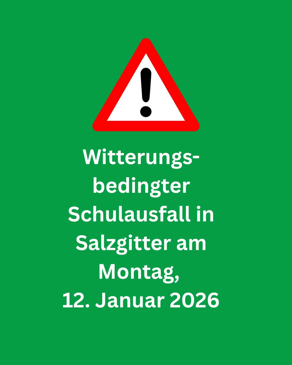 WICHTIGE INFORMATION: Wegen des vorhergesagten Schneefalls und des möglichen Eisregens fällt am morgigen Montag, 12. Januar, der Unterricht an allen allgemeinbildenden und berufsbildenden Schulen aus.