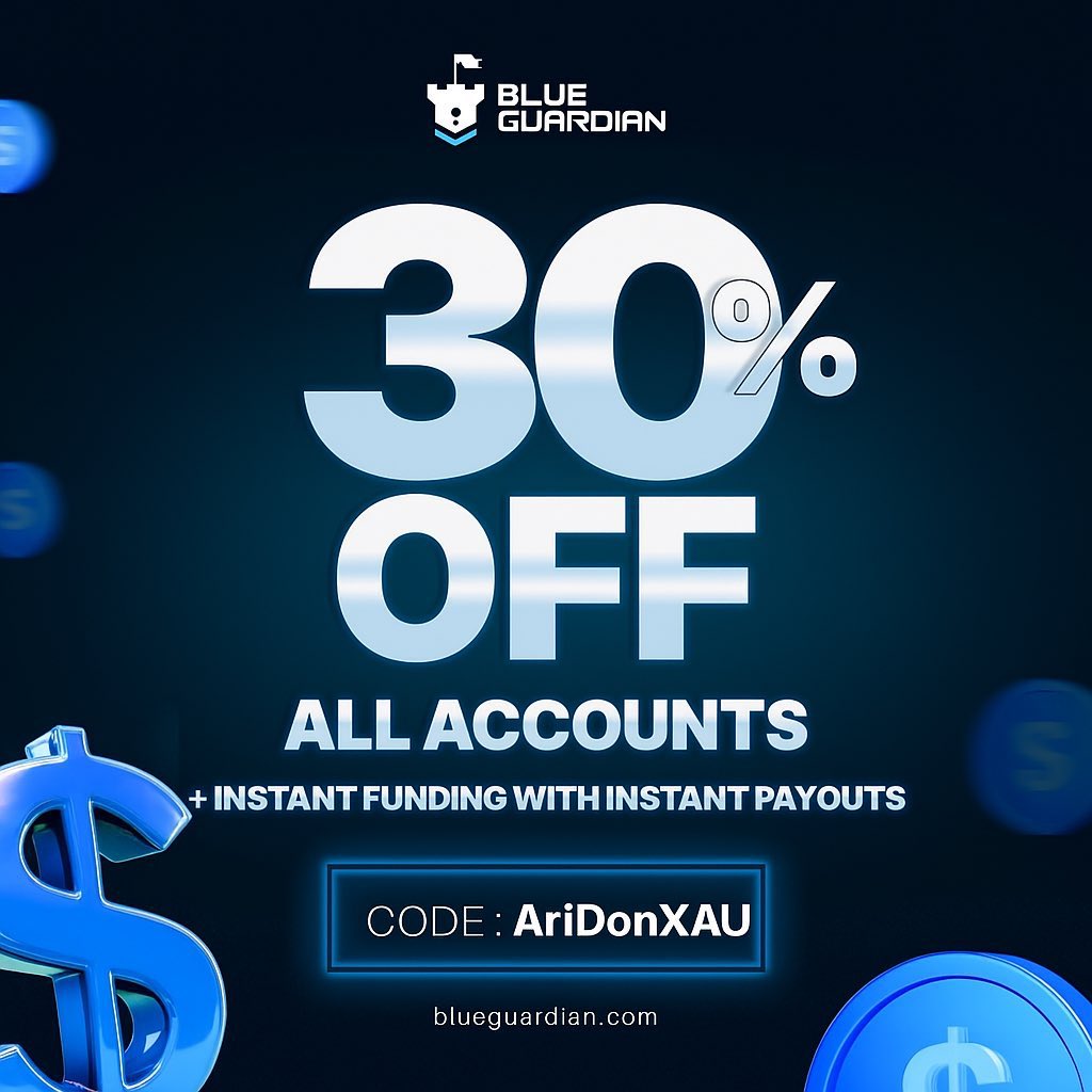Get 30% OFF all Blue Guardian accounts 🚀
✔ Instant funding
✔ Instant payouts

Use promo code: AriDonXAU at checkout.
🔗 blueguardian.com/?afmc=AriDonXAU

#Trading #Forex #PropTrading #BlueGuardian