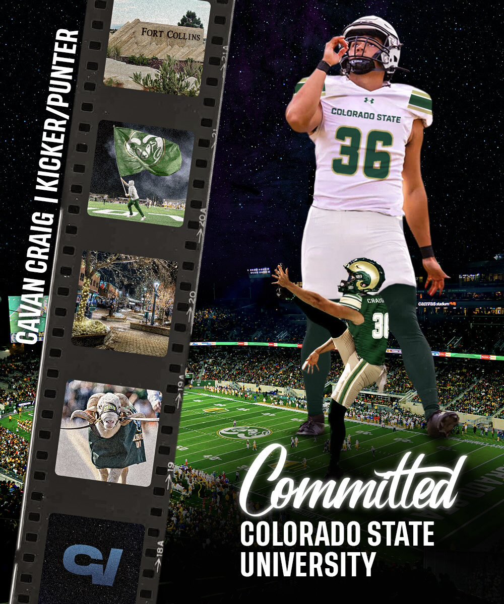 CraigCavan's tweet image. After a great visit and conversations with @CoachKyleKrantz and @CoachJimMoraFB , I am blessed to have received a full scholarship offer to Colorado State University‼️

With that, I am excited to announce my commitment to continue my academic and athletic career at Colorado State…