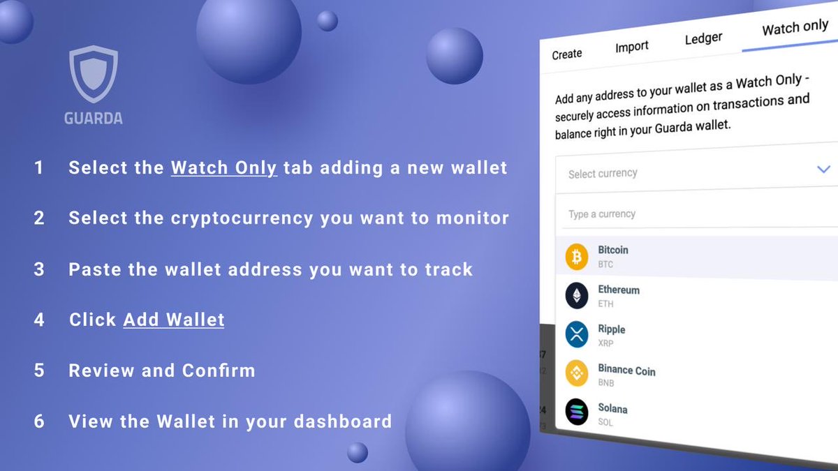 Watch-Only Wallet — Set Up in 5 Minutes @GuardaWallet allows to add  Watch-Only wallets — a powerful tool for securely tracking your crypto  balances and transactions without holding or exposing private keys.