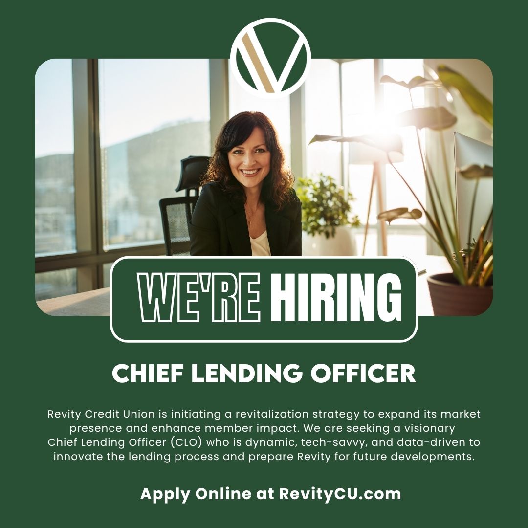 Revity_CU's tweet image. Revity Credit Union is looking for a Chief Lending Officer to join our team!

Apply online at RevityCU.com.