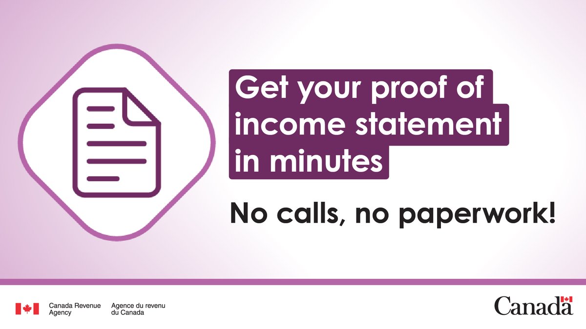 CanRevAgency's tweet image. If you need proof of income for a loan, benefit, or subsidy, sign in to your CRA account to get it in minutes! 
  
👉 Sign in or register for a CRA account: ow.ly/ZpBb50XQjHQ #CdnTax