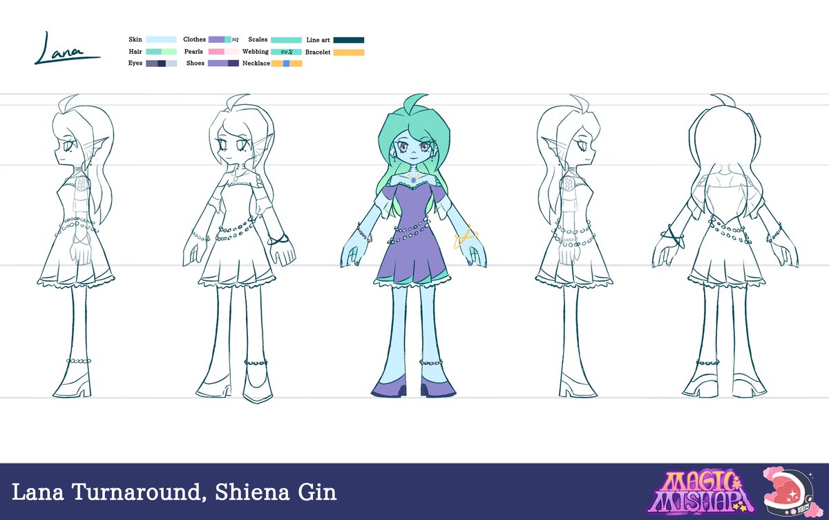 🐠 Lana’s turnaround sheet 🐠

#Magic_Mishap #indieanimation #visdev