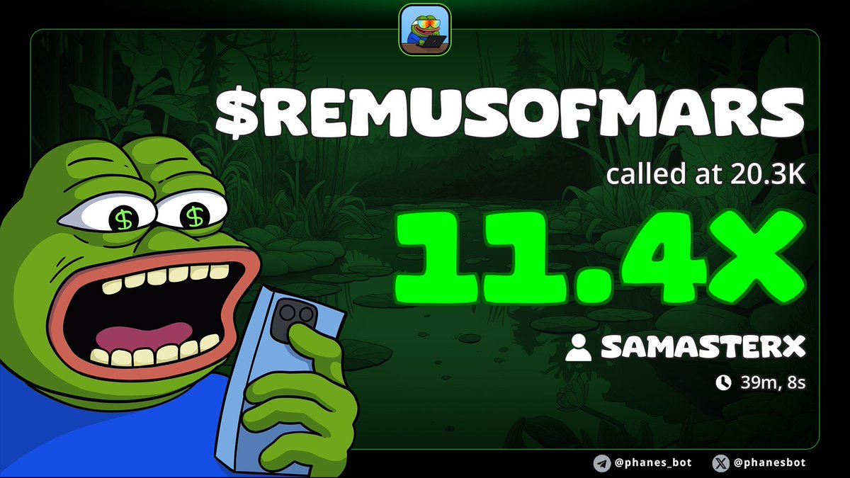 Sam_ChriX's tweet image. ca- 8XabbXK6eUCoLerCVu4ESVT2wjcUgcdZGMmdtQetpAtj

called  $REMUSOFMARS at 20k at @DegenAlliance_ 
shit is trading at 200k rn 
clear 10x after call