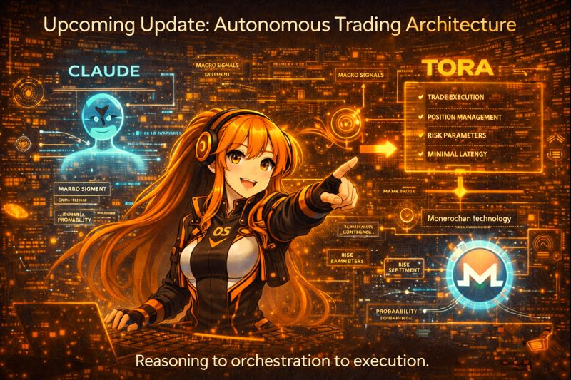 🌸Upcoming Update: Autonomous Trading Architecture 🌸 

The next major update fully unifies Claude and TORA into a single intelligence architecture that forms the foundation of TORA’s autonomous trading system.

Claude functions as the core reasoning engine, interpreting macro