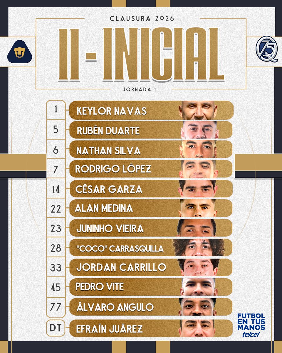 PumasMX's tweet image. EL PRIMER ONCE DEL CLAUSURA 2026 ⚽️

¡Con todo, Pumas! 👊🐾

#FutbolEnTusManos @Telcel