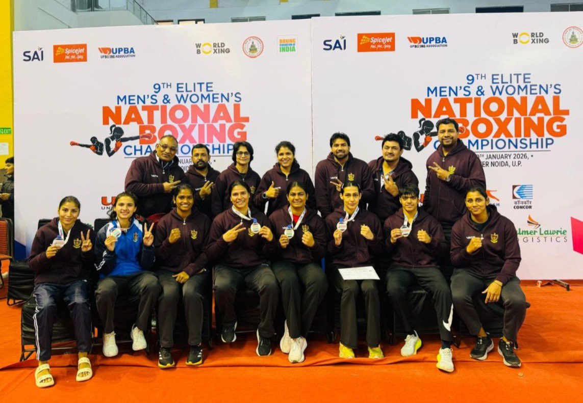 RailMinIndia's tweet photo. Indian Railways congratulates its Women’s Boxing Team on winning the 9th Elite Women National Boxing Championship held at Greater Noida, Uttar Pradesh, from 4-10 January 2026. https://t.co/mi8ynBEujf