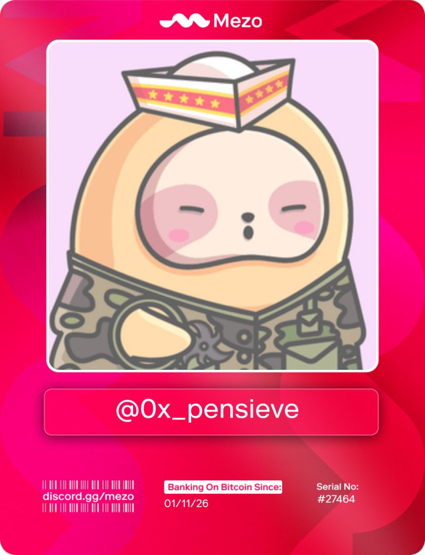I bank on myself.

I bank on Bitcoin.

So I claimed my <a href="/MezoNetwork/">Mezo</a> Bankcard.

head to #bankcard channel 👉 discord.gg/mezo