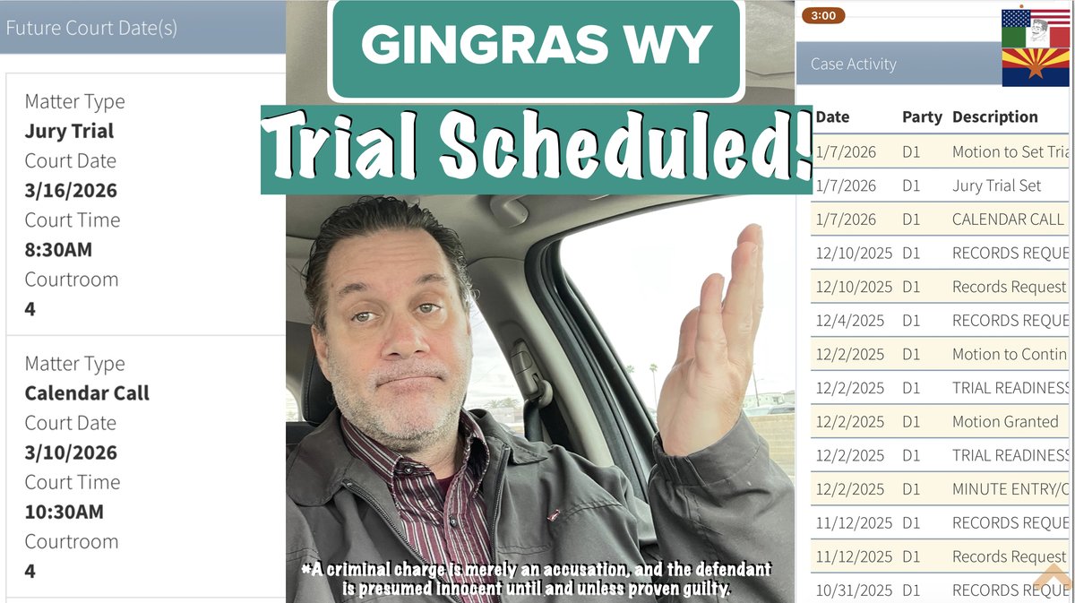 robertandre007's tweet image. 02 0306 David G - DUI Trial-Trial schedule-calendar call March 10, 2026 ... youtu.be/F5nM7U7EXCo?si… via @YouTube