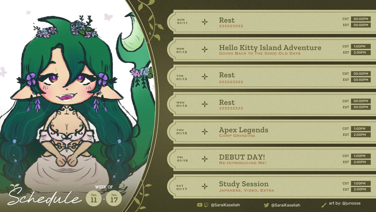 Stream Schedule for the Week!

Art: <a href="/JUNOSSSE/">junosse</a>