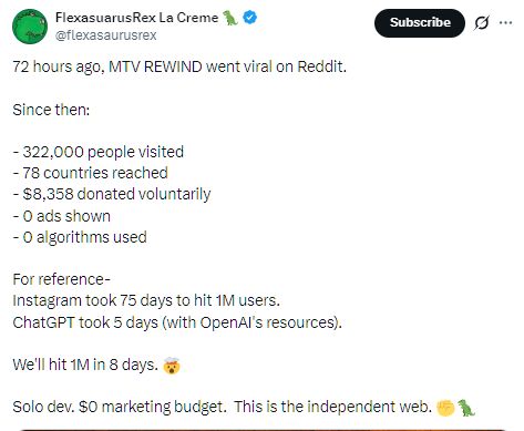 ryangtanaka's tweet image. A friend of ours in the Tezos ecosystem (@flexasaurusrex) hit something big this week by going viral with a MTV "reboot" site after the channel announced it was shutting down their music parts for good. Remember when MTV used to stand for "Music Television" and used to play…