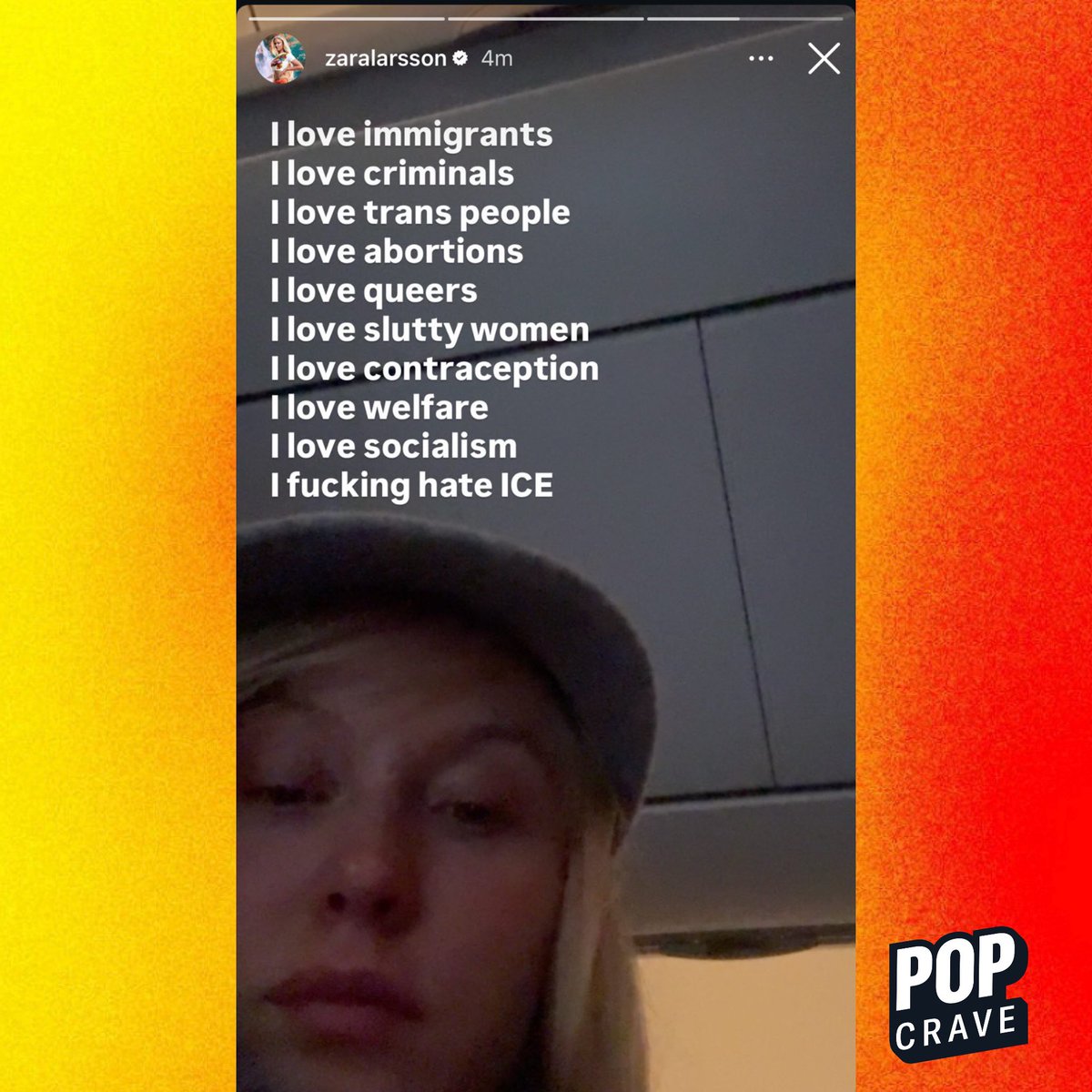 PopCrave's tweet image. Zara Larsson defends her post condemning ICE after receiving backlash.