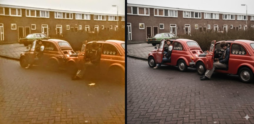leoneuteboom's tweet photo. Ik was m'n foto's aan het backuppen en kwam er paar tegen van erg slechte kwaliteit. Het zijn foto's uit eind jaren 70. Met mijn zeer beperkte grafische kennis had ik ze al eens proberen "op te poetsen", zonder veel  resultaat....

AI kan dat gelukkig beter! https://t.co/1McVwsYEoI